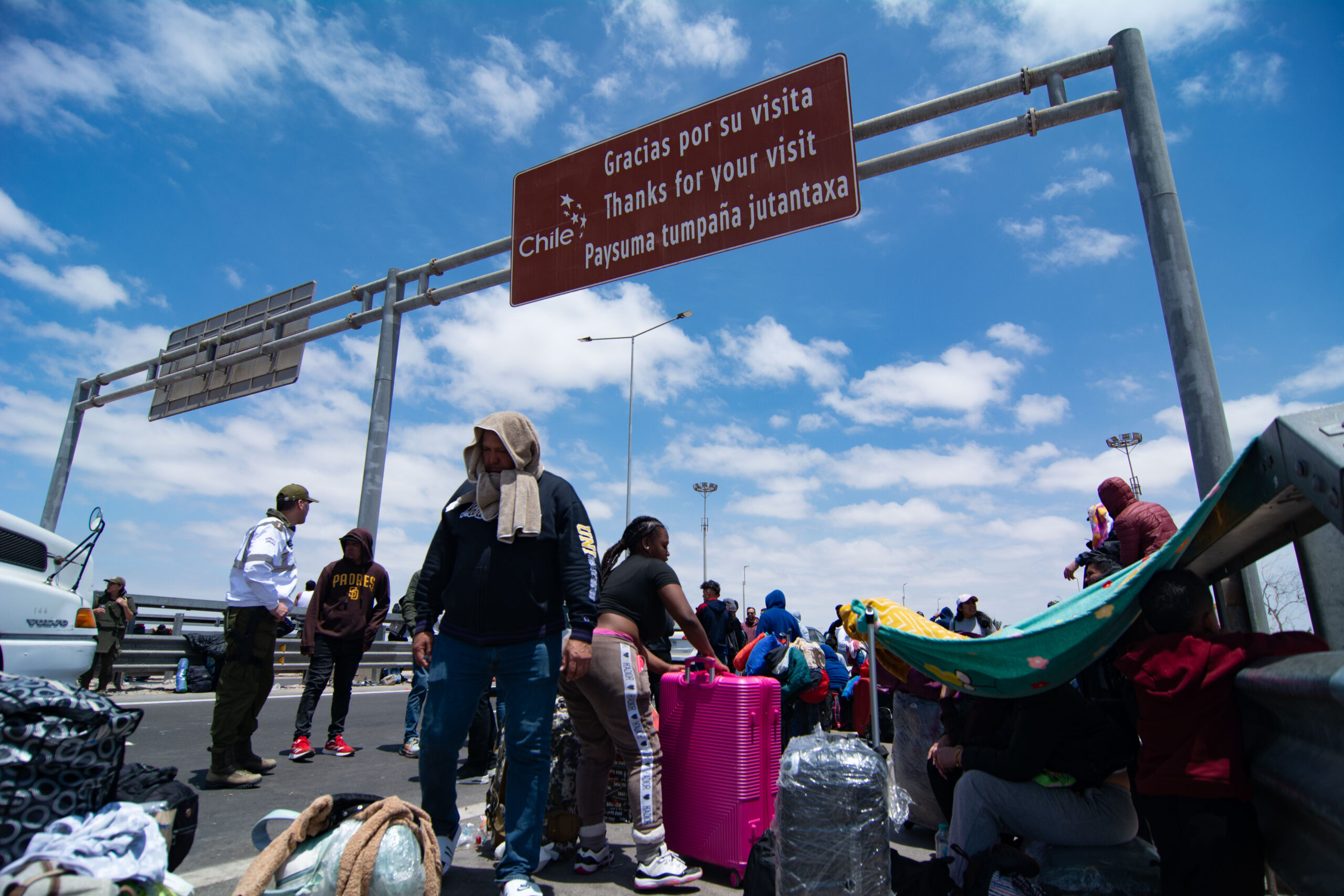 Inmigrantes varados en la frontera entre Peru y Chile